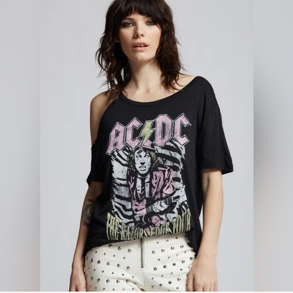 Recycled Karma Tops - NWT (ARCHIVE) AC/DC The Razors Edge Tour Cold Shoulder Tee